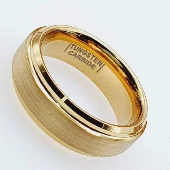 "Yellow Gold Tungsten Brushed Finish Wedding Ring for Women, GALTUN720 - Picture 11 of 11